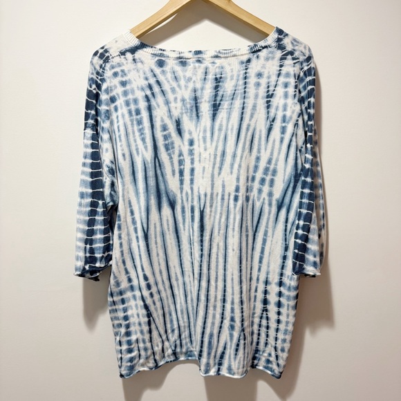 Johnny Was Calme Pima Cotton Modal Blend Tie Dye Sweater Size Small Blue White - Picture 2 of 11